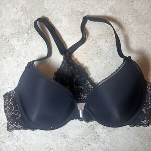 Adore Me Push Up Bra w/ Lace Racerback  Front Closure Size 34D EUC Light Pad